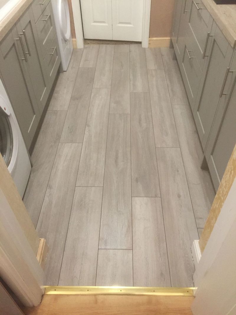 Howdens Ash Grey Laminate V Groove Flooring: Swipe To View More Images
