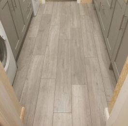 Howdens Ash Grey Laminate V Groove Flooring: Click Here To View Larger Image