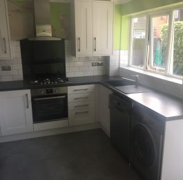 Wickes Milton White Range with Grey Slate Worktops.: Click Here To View Larger Image